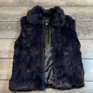 Saks Fifth Avenue Black Label 100% Rabbit Fur Zip Up Vest Women’s Size S/M